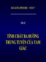 Bài giảng Hình học 7 chương 3 bài 4: Tính chất ba đường trung tuyến của tam giác