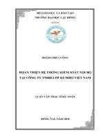 Hoàn thiện hệ thống kiểm soát nội bộ tại Công ty TNHH Lốp Kumho Việt Nam: luận văn thạc sĩ