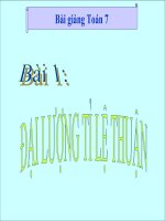 Bài giảng Đại số 7 chương 2 bài 1: Đại lượng tỉ lệ thuận
