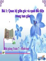 Bài giảng Hình học 7 chương 3 bài 1: Quan hệ giữa góc và cạnh đối diện trong một tam giác
