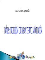 Bài giảng Đại số 7 chương 4 bài 9: Nghiệm của đa thức một biến