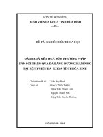ĐÁNH GIÁ kết QUẢ sớm PHƯƠNG PHÁP  tán sỏi THẬN QUA DA BẰNG ĐƯỜNG hầm NHỎ tại BỆNH VIỆN đa  KHOA TỈNH HÒA BÌNH 