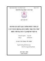 ĐÁNH GIÁ kết QUẢ sớm PHẪU THUẬT cắt TOÀN bộ dạ dày điều TRỊ UNG THƯ BIỂU mô dạ dày tại BỆNH VIỆN k 