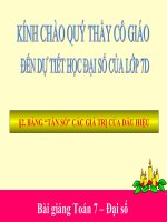 Bài giảng Đại số 7 chương 3 bài 2: Bảng tần số các giá trị của dấu hiệu