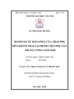 ĐÁNH GIÁ sự hài LÒNG của THAI PHỤ đến KHÁM THAI tại BỆNH VIỆN PHỤ sản TRUNG ƯƠNG năm 2018 
