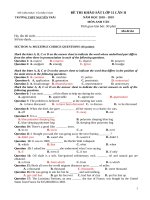 Đề thi khảo sát môn Tiếng Anh lớp 11