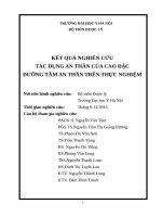 KẾT QUẢ NGHIÊN cứu tác DỤNG AN THẦN của CAO đặc DƯỠNG tâm AN THẦN TRÊN THỰC NGHIỆM 