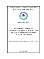 ĐÁNH GIÁ kết QUẢ điều TRỊ gãy đầu dưới XƯƠNG QUAY BẰNG nẹp KHÓA tại BỆNH VIỆN đa KHOA NÔNG NGHIỆP từ THÁNG 12015   10 2018 