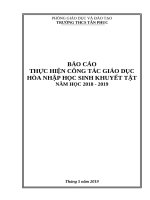 Báo cáo tổng kết công tác giáo dục hòa nhập trẻ khuyết tật THCS  2019