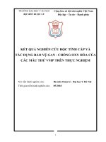 KẾT QUẢ NGHIÊN cứu độc TÍNH cấp và tác DỤNG bảo vệ GAN  CHỐNG OXY hóa CỦA CÁC mẫu THỬ VMP TRÊN THỰC NGHIỆM 