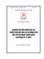 NGHIÊN cứu ỨNG DỤNG hóa TRỊ TRƯỚC PHỐI hợp hóa xạ TRỊ ĐỒNG THỜI UNG THƯ hạ HỌNG THANH QUẢN GIAI đoạn III, IV (MO) 