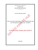 Nâng cao chất lượng dịch vụ đối với khách du lịch tại vườn quốc gia phong nha – kẻ bàng
