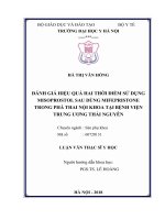 ĐÁNH GIÁ HIỆU QUẢ HAI THỜI điểm sử DỤNG MISOPROSTOL SAU DÙNG MIFEPRISTONE TRONG PHÁ THAI nội KHOA tại BỆNH VIỆN TRUNG ƯƠNG THÁI NGUYÊN 