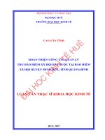 Hoàn thiện công tác quản lý thu bảo hiểm xã hội bắt buộc tại bảo hiểm xã hội huyện minh hóa