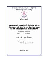 NGHIÊN cứu rối LOẠN một số CHỈ số ĐÔNG máu và tìm HIỂU mối LIÊN QUAN với các yếu tố lâm SÀNG, cận lâm SÀNG ở BỆNH NHÂN VIÊM THẬN LUPUS 
