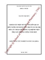 Khảo sát một số yếu tố liên quan đến nuôi con bằng sữa mẹ ở các bà mẹ mổ lấy thai chủ động tại bệnh viện phụ sản trung ương năm 2019 