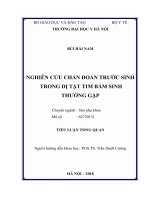NGHIÊN cứu CHẨN đoán TRƯỚC SINH TRONG dị tật TIM bẩm SINH THƯỜNG gặp 