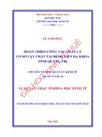 Hoàn thiện công tác quản lý cơ sở vật chất tại Bệnh viện Đa khoa tỉnh Quảng Trị