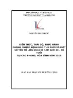 KIẾN THỨC, THÁI độ, THỰC HÀNH PHÒNG CHỐNG BỆNH UNG THƯ PHỔI và một số yếu tố LIÊN QUAN ở NAM GIỚI 20   60 TUỔI tại CAO PHONG, hòa BÌNH năm 2018 