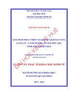 Giải pháp phát triển ngành du lịch tại vùng lăng cô – cảnh dương, huyện phú lộc, tỉnh thừa thiên huế 