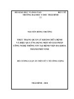 THỰC TRẠNG QUẢN LÝ KHÁM CHỮA BỆNH VÀ HIỆU QUẢ ỨNG DỤNG MỘT SỐ GIẢI PHÁP CÔNG NGHỆ THÔNG TIN TẠI BỆNH VIỆN ĐA KHOA THÀNH PHỐ VINH