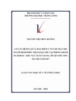 CƠ cấu BỆNH TẬT VÀ bảo HIỂM y tế CHI TRẢ CHO NGƯỜI BỆNH điều TRỊ NGOẠI TRÚ tại PHÒNG KHÁM đa KHOAC  KHU VỰCXUÂN GIANG, HUYỆN sóc sơn, hà nội năm 2017 