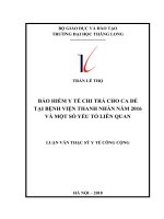 BẢO HIỂM y tế CHI TRẢ CHO CA đẻ tại BỆNH VIỆN THANH NHÀN năm 2016 và một số yếu tố LIÊN QUAN 