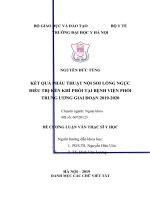 KẾT QUẢ PHẪU THUẬT nội SOI LỒNG NGỰC điều TRỊ kén KHÍ PHỔI tại BỆNH VIỆN PHỔI TRUNG ƯƠNG GIAI đoạn 2019 2020 