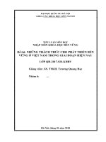 NHỮNG THÁCH THỨC CHO PHÁT TRIỂN bền VỮNG ở VIỆT NAM TRONG GIAI đoạn HIỆN NAY
