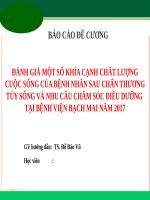 ĐÁNH GIÁ một số KHÍA CẠNH CHẤT LƯỢNG CUỘC SỐNG của BỆNH NHÂN SAU CHẤN THƯƠNG tủy SỐNG và NHU cầu CHĂM sóc điều DƯỠNG tại BỆNH VIỆN BẠCH MAI năm 2017 