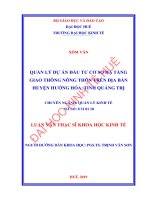 Quản lý dự án đầu tư cơ sở hạ tầng giao thông nông thôn trên địa bàn huyện hướng hóa, tỉnh quảng trị 