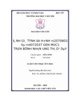 ĐÁNH GIÁ TÍNH đa HÌNH RS2070803 và RS4072037 GEN MUC1 TRÊN BỆNH NHÂN UNG THƯ dạ dày 
