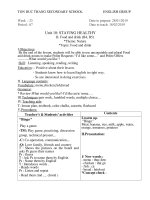 Giáo án Tiếng Anh lớp 6  Unit 10: Staying Healthy
