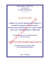 Nghiên cứu quyết định sử dụng dịch vụ internet banking tại ngân hàng thương mại cổ phần đầu tư và phát triển việt nam – chi nhánh thừa thiên huế 