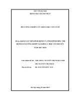 KHẢO sát mô HÌNH BỆNH và TÌNH HÌNH điều TRỊ BỆNH cơ XƯƠNG KHỚP tại KHOA y học cổ TRUYỀN năm 2017 2018 