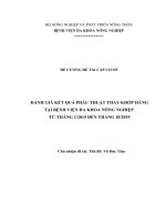 ĐÁNH GIÁ kết QUẢ PHẪU THUẬT THAY KHỚP HÁNG tại BỆNH VIỆN đa KHOA NÔNG NGHIỆP từ THÁNG 12015 đến THÁNG 102019 