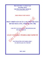 Phát triển sản xuất cam trên địa bàn huyện hải lăng, tỉnh quảng trị 