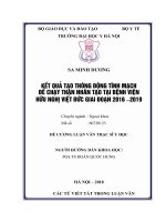 KẾT QUẢ tạo THÔNG ĐỘNG TĨNH MẠCH để CHẠY THẬN NHÂN tạo tại BỆNH VIỆN hữu NGHỊ VIỆT đức GIAI đoạn 2016 –2019 