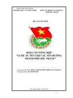 BÁO CÁO TỔNG HỢP “LƯỢC SỬ TÊN GỌI CÁC TÊN ĐƯỜNG THÀNH PHỐ SÓC TRĂNG”