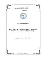 Hoàn thiện hệ thống kiểm soát nội bộ tại trường Cao đẳng nghề Bình Thuận: luận văn thạc sĩ