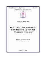 PHẪU THUẬT nội SOI ổ BỤNG điều TRỊ BỆNH lý tồn tại ỐNG PHÚC TINH mạc 
