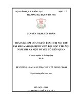 TRẢI NGHIỆM của NGƯỜI BỆNH TRỊ nội TRÚ tại KHOA NGOẠI, BỆNH VIỆN đại học y hà nội năm 2018 và một số yếu tố LIÊN QUAN 