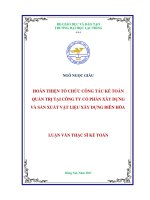 Hoàn thiện tổ chức công tác kế toán quản trị tại công ty Cổ phần Xây dựng và Sản xuất Vật liệu xây dựng Biên Hòa: luận văn thạc sĩ