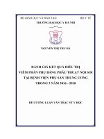 ĐÁNH GIÁ kết QUẢ điều TRỊ VIÊM PHẦN PHỤ BẰNG PHẪU THUẬT nội SOI tại BỆNH VIỆN PHỤ sản TRUNG ƯƠNG TRONG 3 năm 2016   2018 