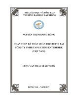 Hoàn thiện kế toán quản trị chi phí tại công ty TNHH Yang Ching Enterprise (Việt Nam): luận văn thạc sĩ