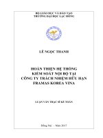 Hoàn thiện hệ thống kiểm soát nội bộ tại công ty TNHH Framas Korea Vina: luận văn thạc sĩ