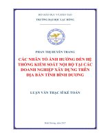 Các nhân tố ảnh hưởng đến hệ thống kiểm soát nội bộ tại các doanh nghiệp xây dựng trên địa bàn tỉnh Bình Dương: luận văn thạc sĩ