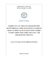 Nghiên cứu các nhân tố ảnh hưởng đến quyết định lựa chọn ngân hàng của khách hàng cá nhân tại Ngân hàng Nông nghiệp và Phát triển Nông thôn Việt Nam – Chi nhánh Huyện Vĩnh Cửu