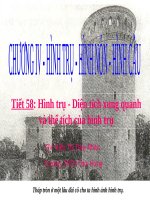 Bài giảng Hình học 9 chương 4 bài 1: Hình trụ  Diện tích xung quanh và thể tích của hình trụ