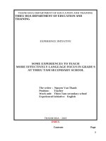 Some experiences to teach more effectively language focus in grade 9 at thieu tam secondary school 